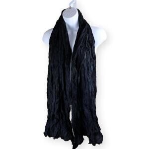 Crinkle Black Womens Rectangle Scarf